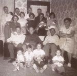 Front row: Dave,Steve,Carolyn,Ricky.. Second Row: Daddy,Grandpa A, Grandpa P, Mother..Next Rows:Paul,Lucy,and Anne, Ray,Nancy, Fran,Don, Dodo,Ralph,and Greg Dot,Richard and Vicky